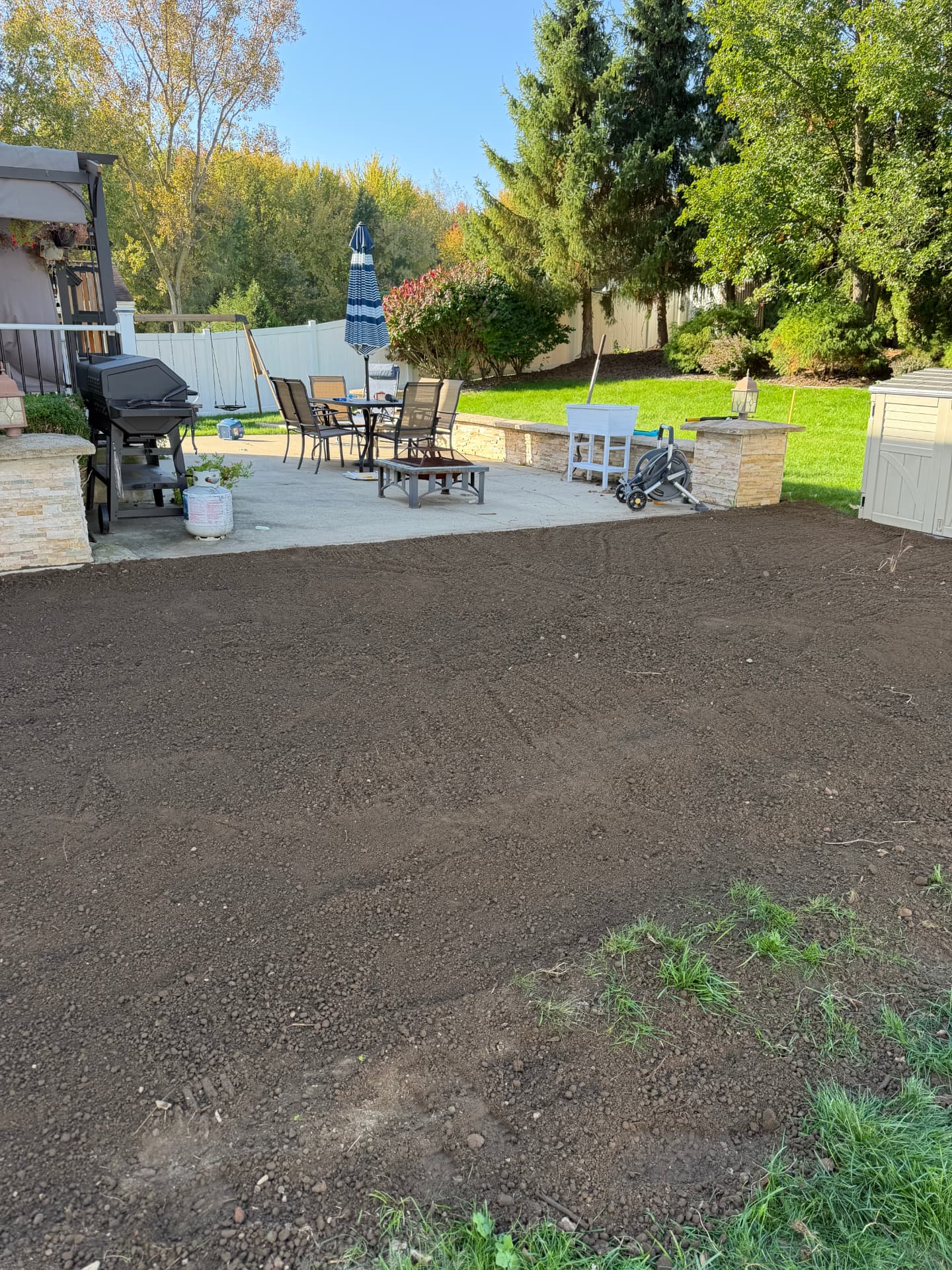 Fresh topsoil spread for sod in a Jackson, MI yard